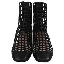 Christian Dior Black Cage Ankle Length Boots Black