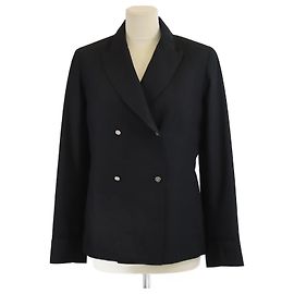 Abrigo largo negro de doble botonadura Hermès Negro