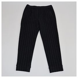 Pantaloni dritti a righe nere Brunello Cucinelli Nero