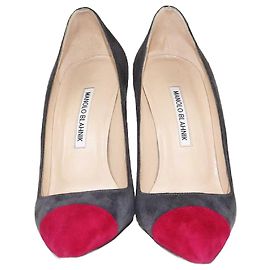 Manolo Blahnik Zapatos de Tacón Punta Bipunta Gris Oscuro/Magenta Otro Gris antracita