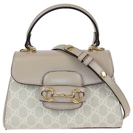 Bolsa Gucci Mini Horsebit 1955 em lona GG Supreme bege Bege