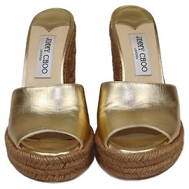 Espadrille compensée métallique dorée Jimmy Choo Doré