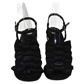 D&G Black Bow Detailed Ankle Strap Sandals Black