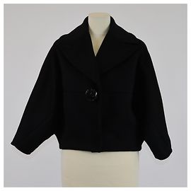 Giambattista Valli Black Crop Bat Sleeve Jacket Black