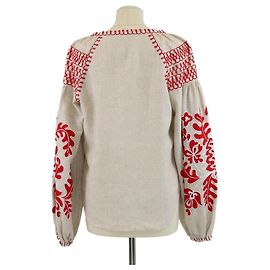 Autre Marque Beige bestickte Bluse mit Quastenbändern March II Beige