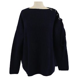 Stella Mc Cartney Langarm-Strickpullover mit Spitzen-Schultern in Marineblau von Stella McCartney Marineblau