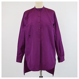 Camisa tunic oversized de manga longa bordada com abelhas roxas Christian Dior Roxo