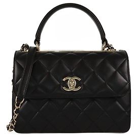 Bolsa Chanel preta acolchoada pequena Trendy CC com alça superior Preto