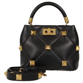 Valentino schwarze gesteppte kleine Roman Stud Handtasche Schwarz
