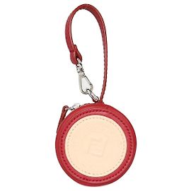 Monedero/Charm redondo con logo Fendi rojo/beige claro Roja Beige