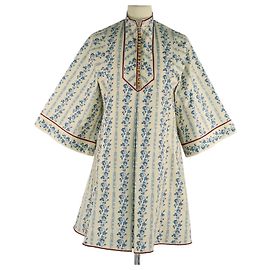 Gucci Mini-Kleid mit dreiviertelärmeln in creme/blauem Blumenmuster Blau Roh