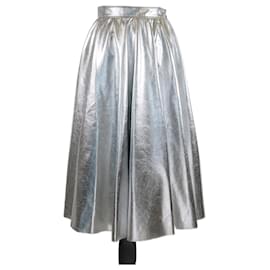 Saia midi plissada prateada MSGM Prata
