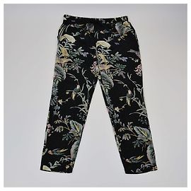 Calça reta preta com estampa floral RED Valentino Preto