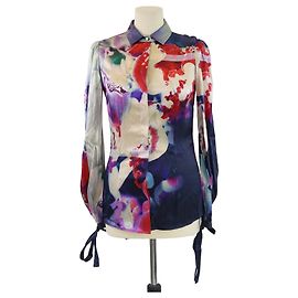 Camicia a maniche lunghe con stampa floreale astratta multicolore Roberto Cavalli Multicolore