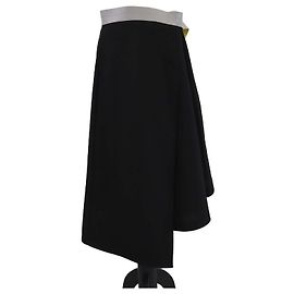 Loewe Black Leather Trimmed Waits Detachable Midi Skirt Black