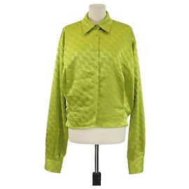 The Attico Metallic Green Long Sleeve Button Up Shirt Other