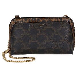 Céline Celine Mini Clutch a Catena Triomphe Nero/Marrone Marrone Nero