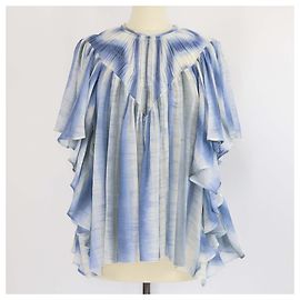 Chloé Blusa con volantes tie-dye azul/beige Chloe Azul Beige