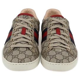 Gucci Beige GG Supreme Web Ace Sneakers Beige