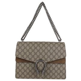 Gucci Beige GG Supreme Medium Dionysus Shoulder Bag Beige