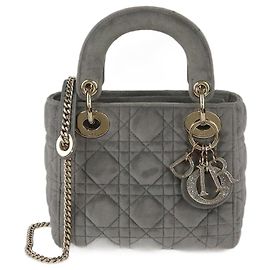 Mini borsa Lady Dior Cannage grigia Christian Dior Grigio