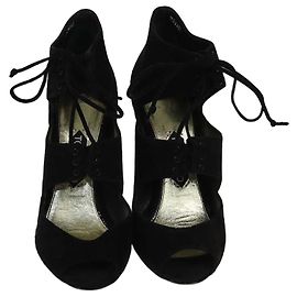 Sandali alla caviglia neri con tagli a peep toe di Tom Ford Nero