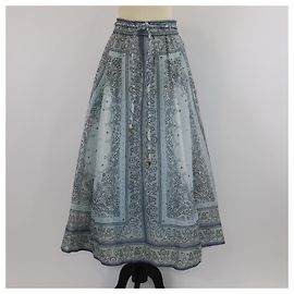 Saia maxi com cinto e estampa de bandana azul Zimmermann Azul
