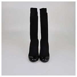 Chanel Black Sock Pumps Black