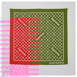 Louis Vuitton-Lenço Bandana Impresso Monograma Vermelho Louis Vuitton x Supreme-Vermelho