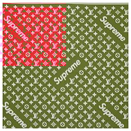 Louis Vuitton-Lenço Bandana Impresso Monograma Vermelho Louis Vuitton x Supreme-Vermelho