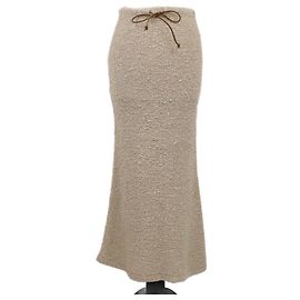 Prada Beige Drawstring High Rise Midi Skirt Beige