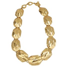 Yves Saint Laurent Gold Tone Honeycomb Link Necklace Golden