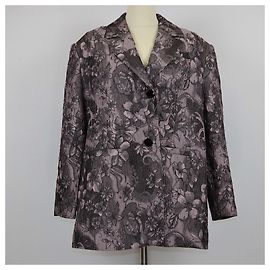 Oversized Blazer aus schwarzem Lotus-Jacquard von Ganni mit Wellen Schwarz