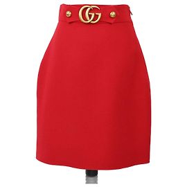 Gonna rossa GG Marmont A Line lunghezza ginocchio di Gucci Rosso