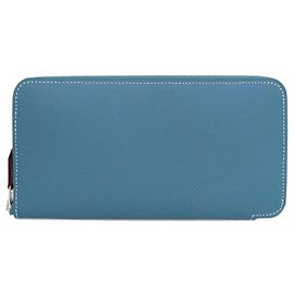 Hermès Carteira longa clássica em couro Epsom seda azul jeans Hermes Azap Azul