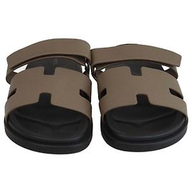 Sandalias Chypre de Epsom gris Etoupe de Hermès Gris pardo