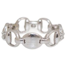 Gucci 18k White Gold Diamond Horsebit Ring Other