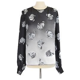 Blusa de manga larga estampada en negro/blanco de Lanvin Negro Blanco
