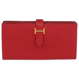 Hermès Hermes Rouge Vif Bearn Wallet Other