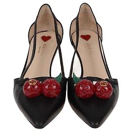 Escarpins pointus Gucci Unia Cherry noirs Noir