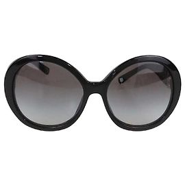 Chanel Black Gradient Pearl Round Sunglasses Black Other