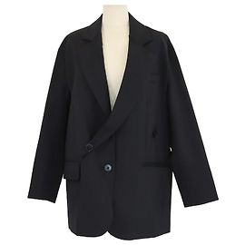 Tibi Black Twill Detached Lapel Liam Blazer Black