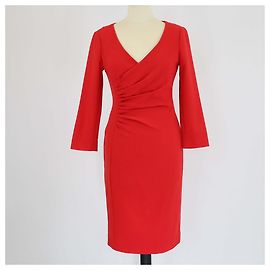 Diane Von Furstenberg Red Three Quarter Sleeve Dress Red
