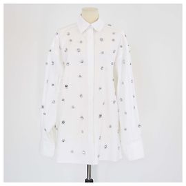 Camicia bianca a maniche lunghe con decorazioni in cristallo di Sportmax Bianco