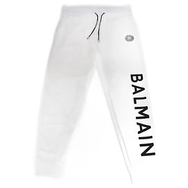 Calças de moletom bordadas com logo branco Balmain Branco