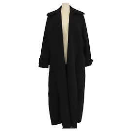 Autre Marque Schwarzer offener langer Trenchcoat von Michael Lo Sordo Schwarz