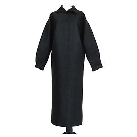 Balenciaga Schwarzes Jacquard-Muster Langarm-Midi-Kleid Schwarz