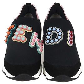 Baskets Slip On Fendi Noir/Rose Fun Fair Logo Noir Rose