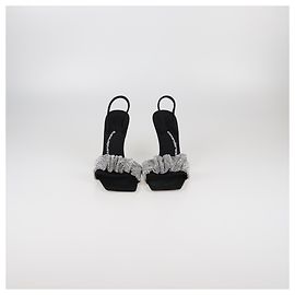 Alexander Wang Black Julie Crystal Scrunchie Sandals Black