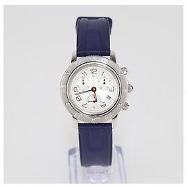 Hermès Hermes Silver Dial Stainless Steel Rubber Clipper 36 mm Watch Silvery